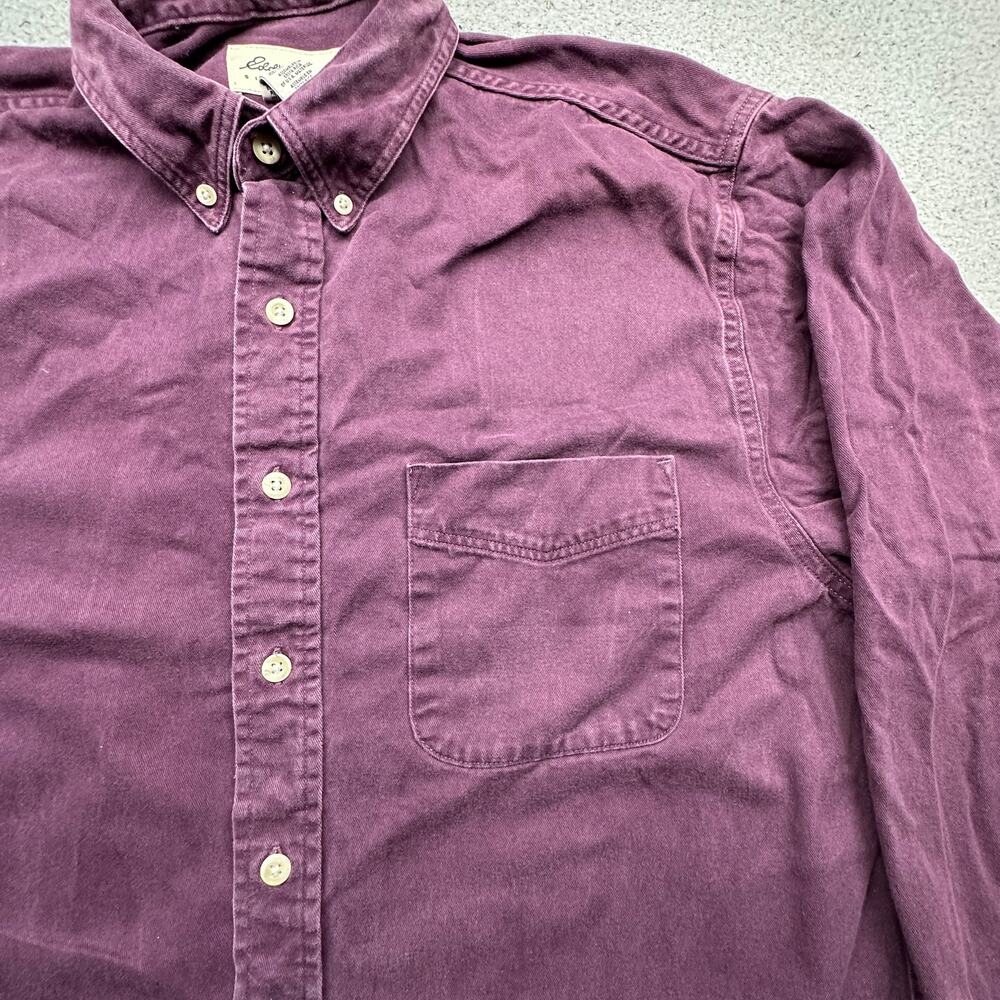Vintage 90s Eddie Bauer Twill Button Shirt Mens Large Tall LT Purple Long Sleeve - Picture 6 of 8